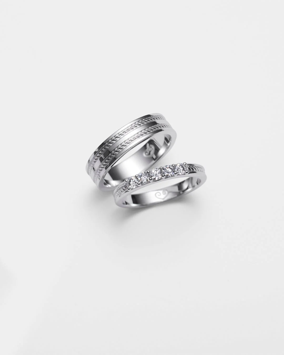 Ikiaikainen-sormus 5x0,06ct valkokulta - Image 5